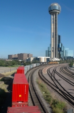 UP westbound stack train at Dallas Union Station 